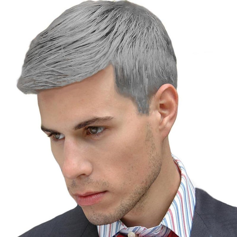 Dai Cloud Short Grey Wigs for Men Soft Layered Fluffy Hair Male Wigs Heat Resistant Natural Halloween Cosplay Hair Wig - Image 1